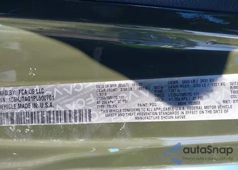 2023 Jeep Gladiator Willys 4X4 z USA, uszkodzony, nr VIN 1C6HJTAG1PL500701